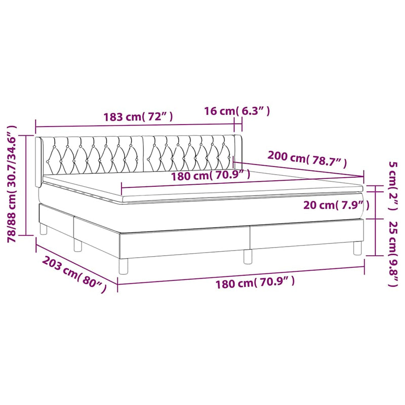 Pat box spring cu saltea, negru, 180x200 cm, catifea