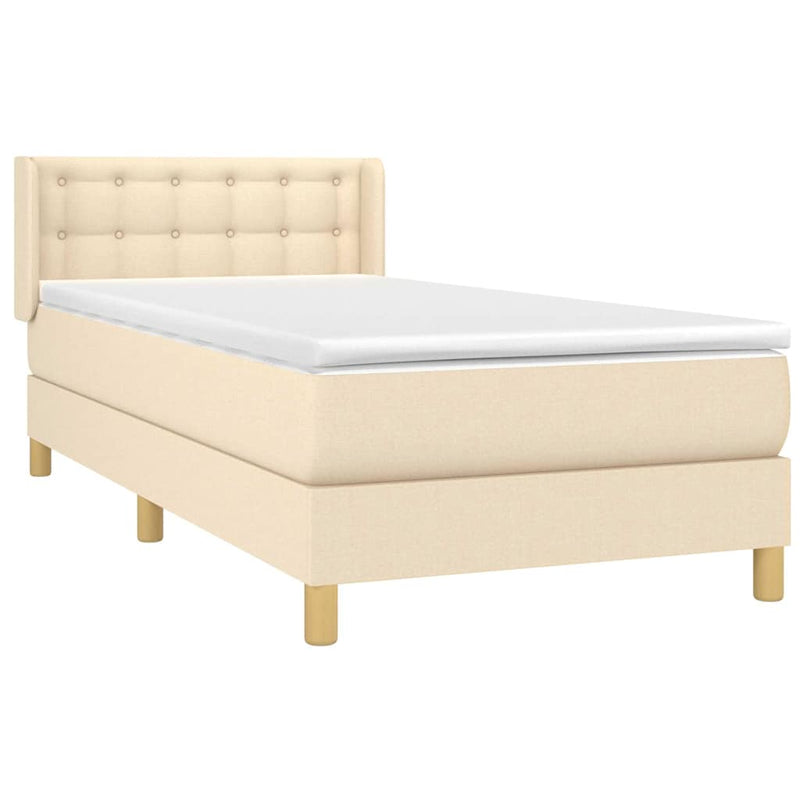Pat box spring cu saltea, crem, 80x200 cm, textil