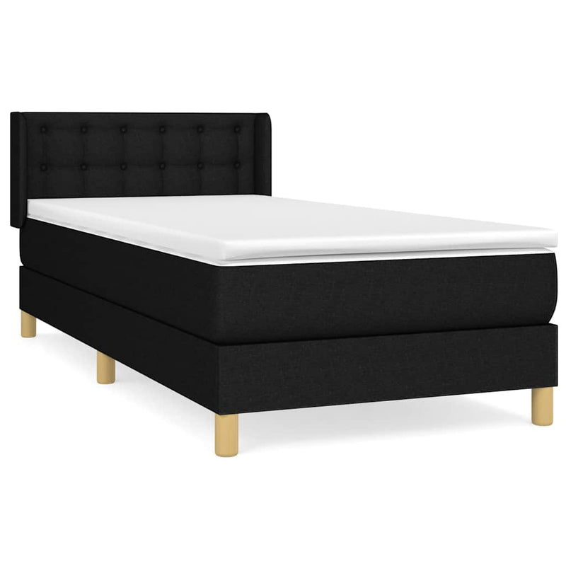 Pat box spring cu saltea, negru, 90x200 cm, textil