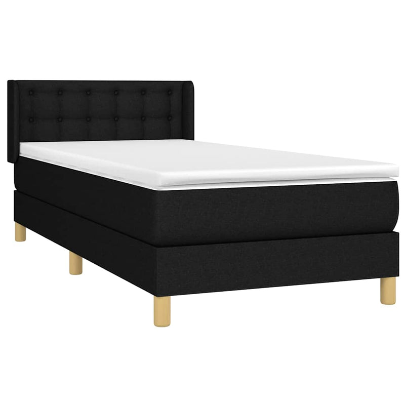 Pat box spring cu saltea, negru, 90x200 cm, textil