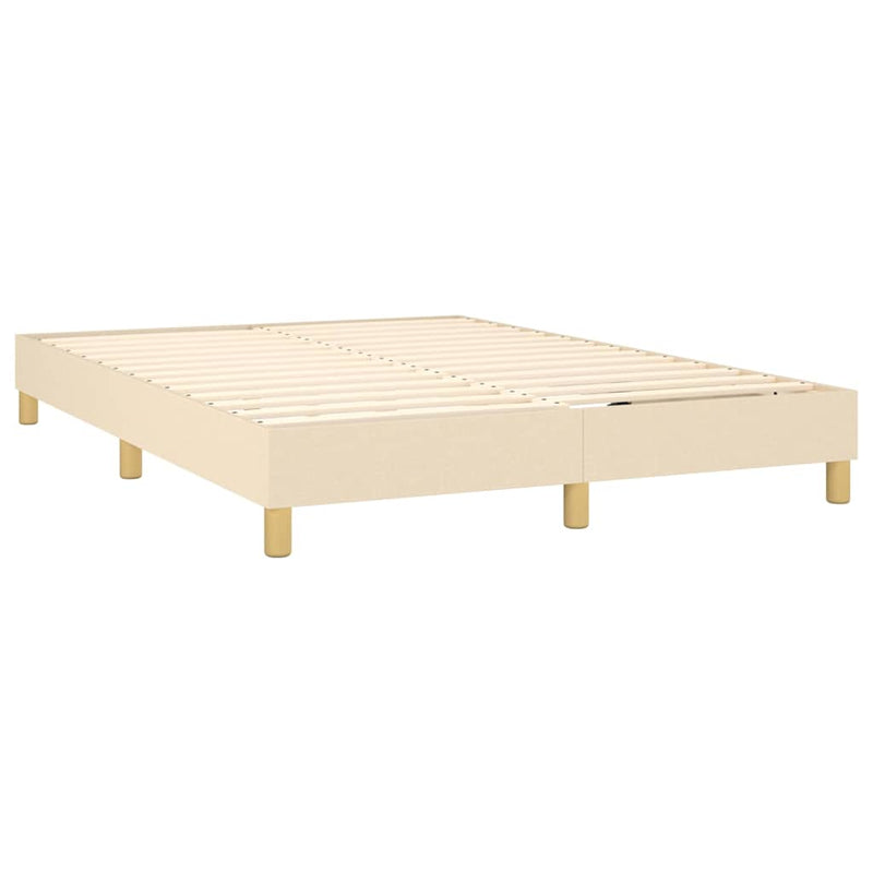 Pat box spring cu saltea, crem, 140x200 cm, textil