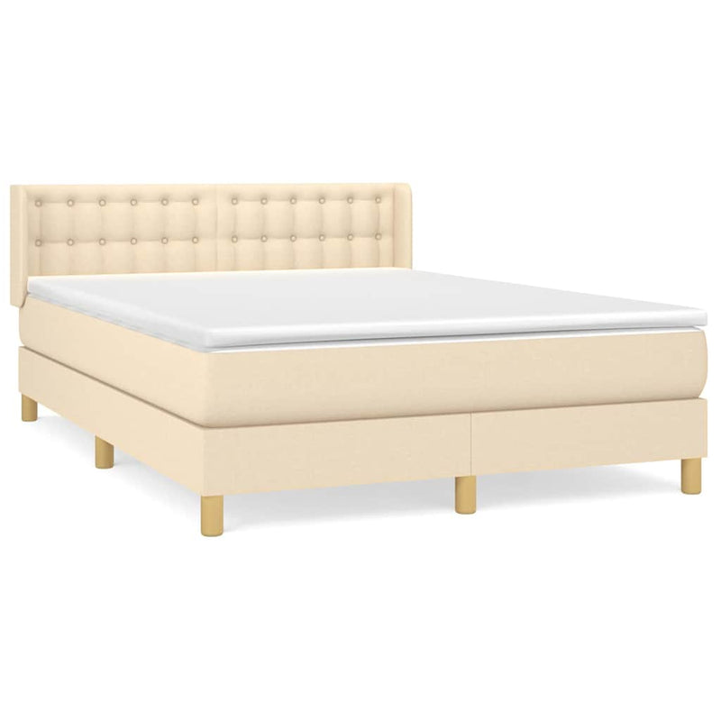 Pat continental cu saltea, crem, 140x200 cm, material textil