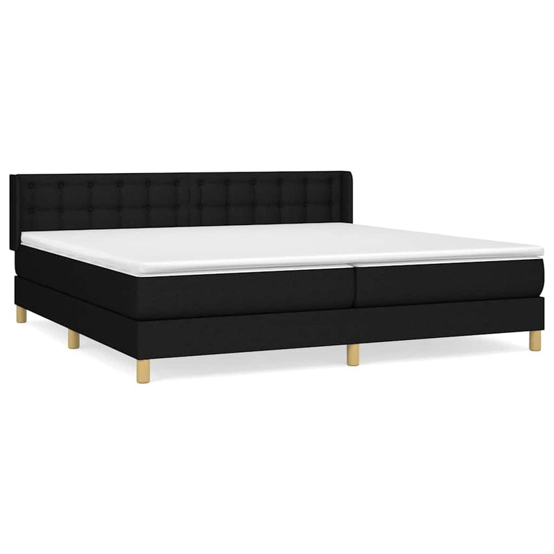 Pat box spring cu saltea, negru, 160x200 cm, textil