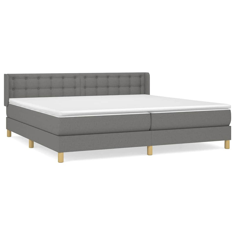 Pat box spring cu saltea, gri închis, 180x200 cm, textil