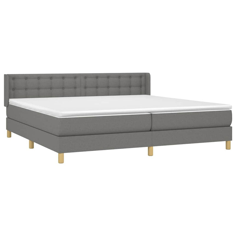 Pat box spring cu saltea, gri închis, 180x200 cm, textil