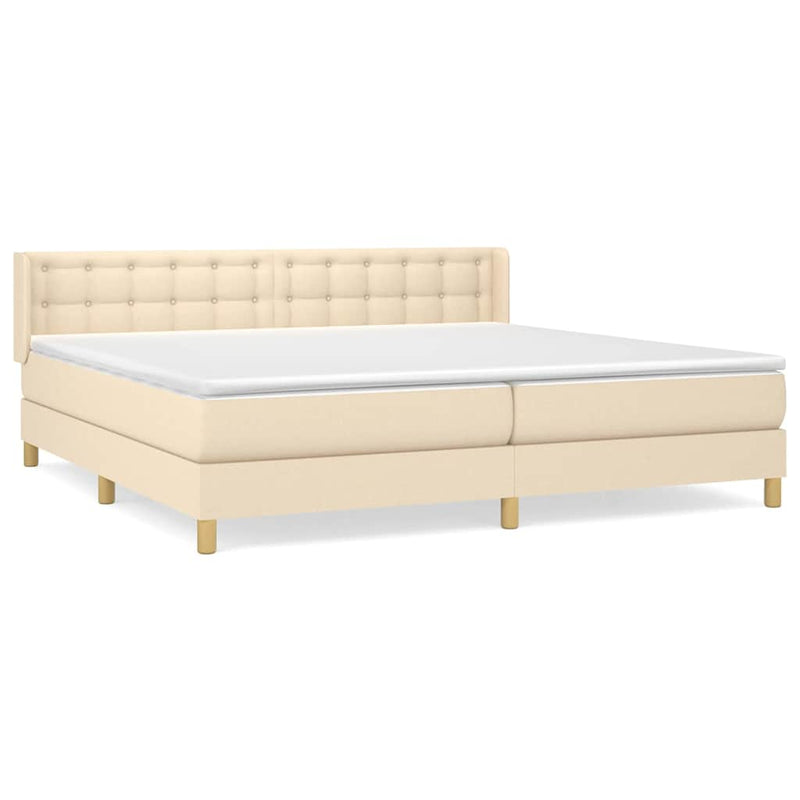 Pat continental cu saltea, crem, 180x200 cm, textil