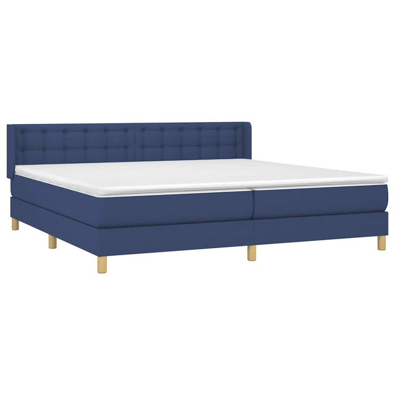 Pat box spring cu saltea, albastru, 180x200 cm, material textil