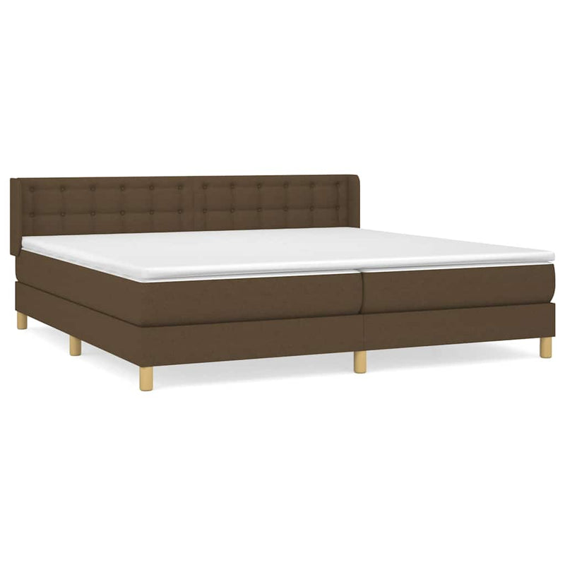 Pat box spring cu saltea, maro închis, 200x200 cm, textil