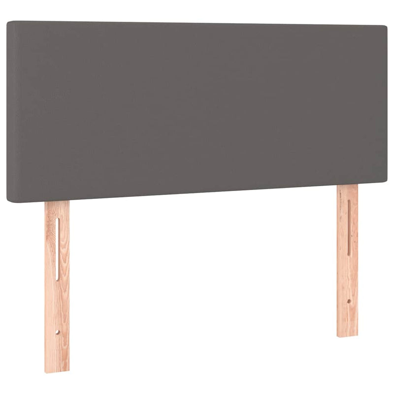 Pat box spring cu saltea, gri, 90x190 cm, piele ecologică