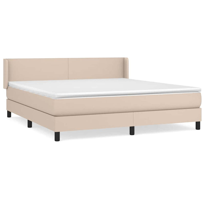 Pat box spring cu saltea, cappuccino, 180x200cm piele ecologică