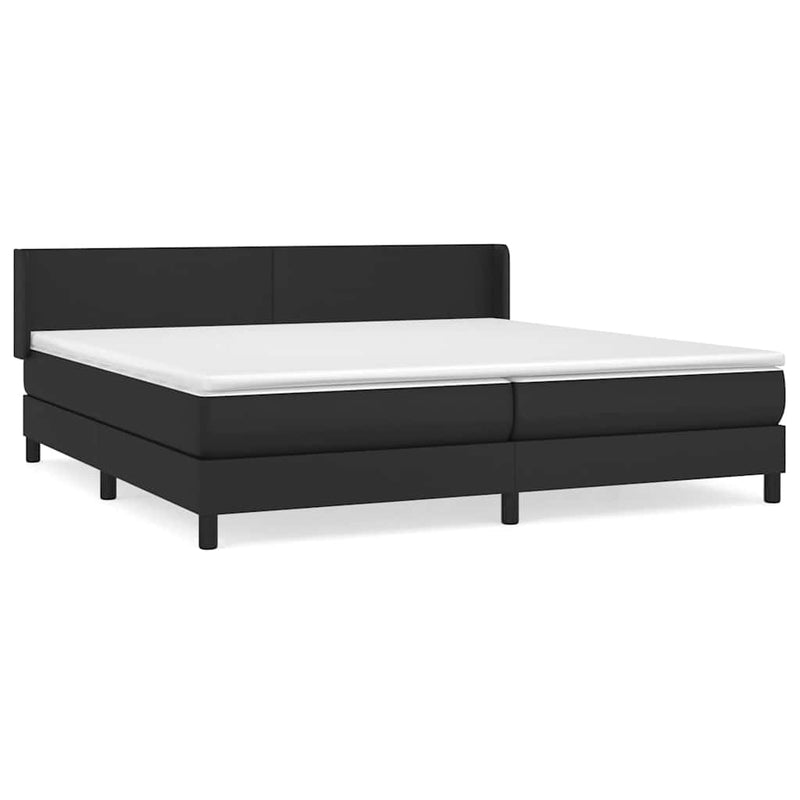 Pat box spring cu saltea, negru, 200x200 cm, piele ecologică