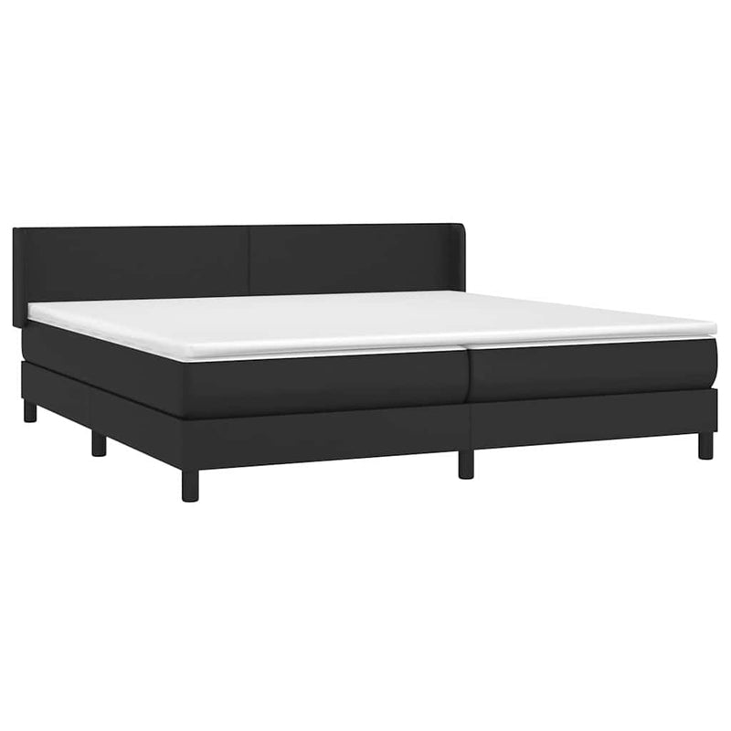 Pat box spring cu saltea, negru, 200x200 cm, piele ecologică