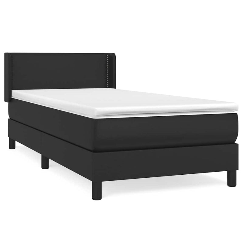 Pat box spring cu saltea, negru, 100x200 cm, piele ecologică