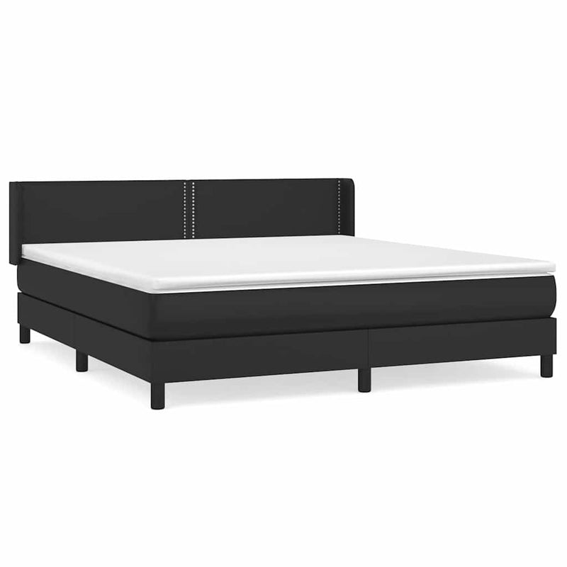 Pat box spring cu saltea, negru, 180x200 cm, piele ecologică