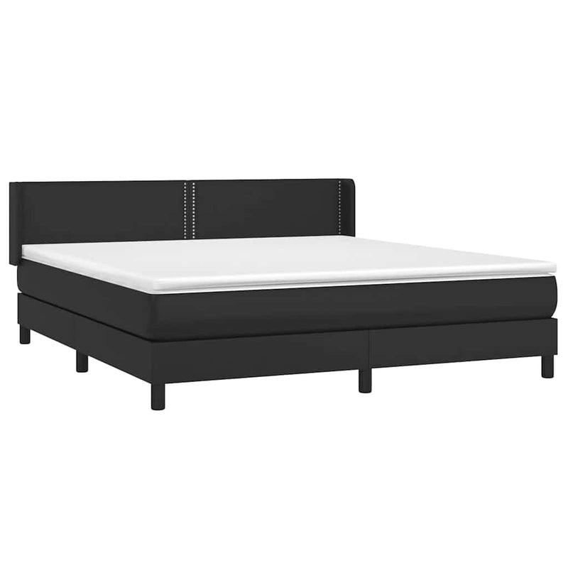 Pat box spring cu saltea, negru, 180x200 cm, piele ecologică