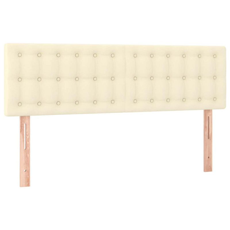 Pat box spring cu saltea, crem, 140x200 cm, piele ecologică