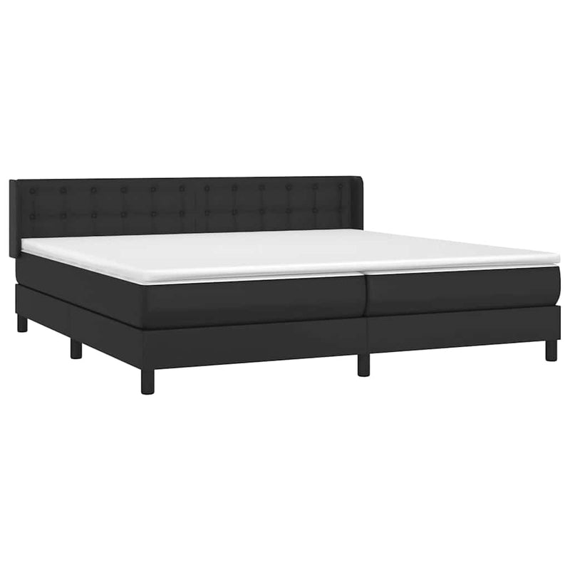 Pat box spring cu saltea, negru, 200x200 cm, piele ecologică