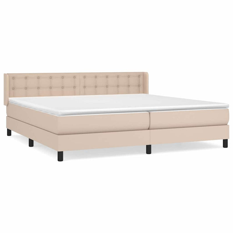 Pat continental cu saltea, cappuccino, 200x200 cm, piele eco