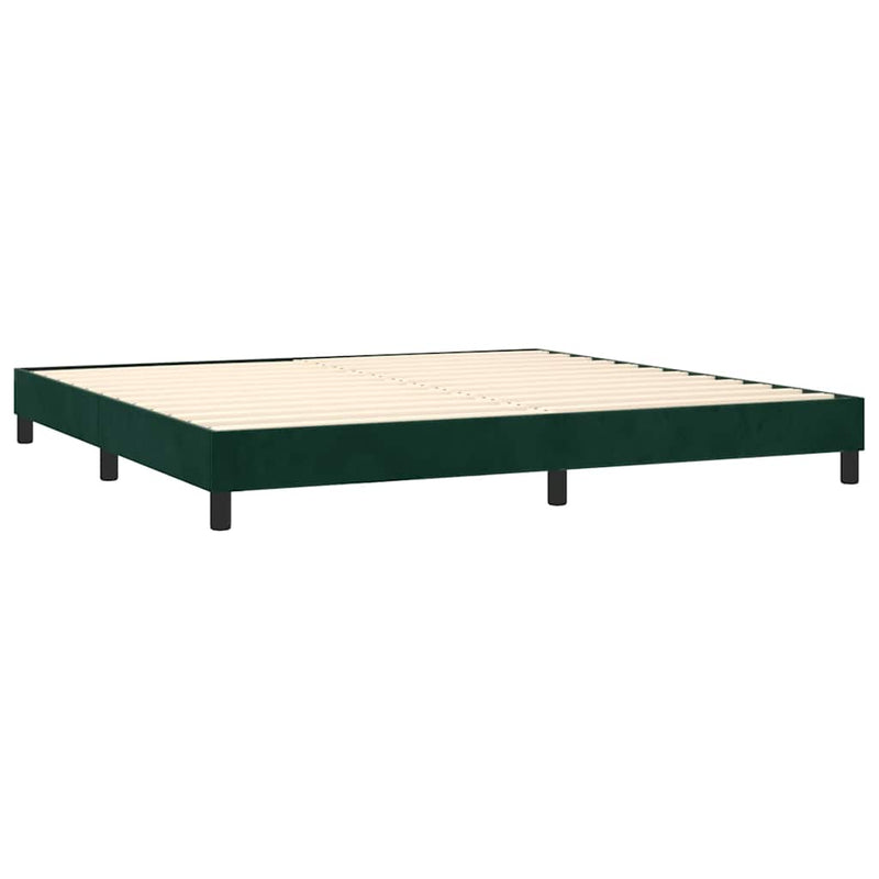 Pat box spring cu saltea, verde închis, 200x200 cm, catifea