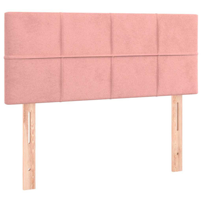 Pat box spring cu saltea, roz, 90x190 cm, catifea