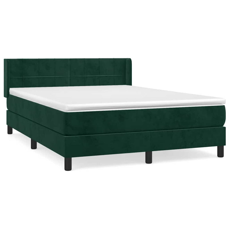 Pat box spring cu saltea, verde închis, 140x200 cm, catifea