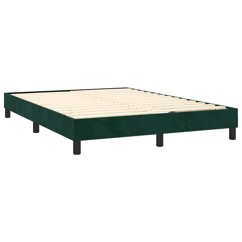 Pat box spring cu saltea, verde închis, 140x200 cm, catifea