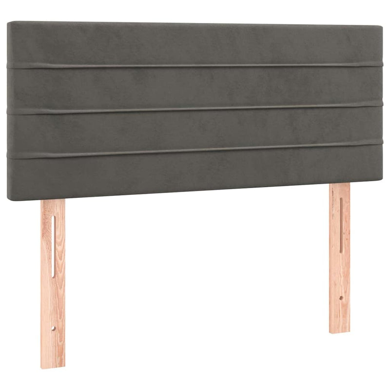 Pat box spring cu saltea, gri închis, 90x190 cm, catifea