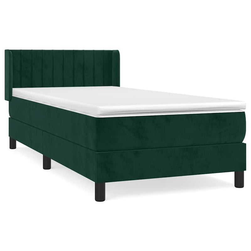 Pat box spring cu saltea, verde închis, 80x200 cm, catifea