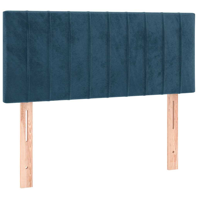 Pat box spring cu saltea, albastru închis, 90x190 cm, catifea