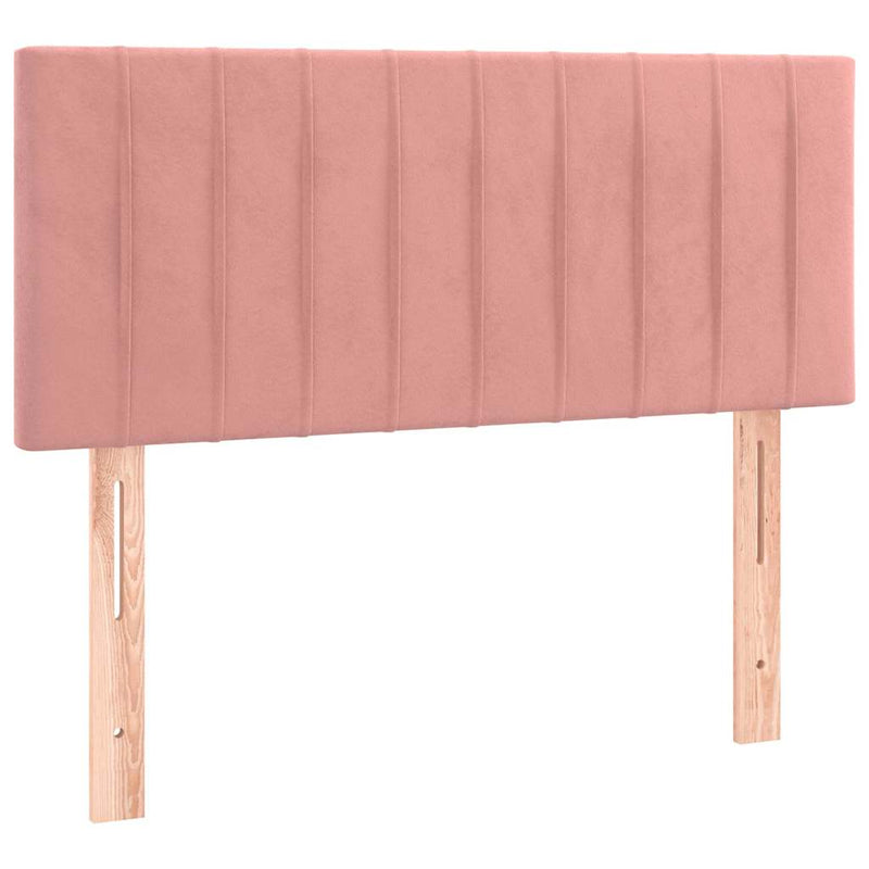 Pat box spring cu saltea, roz, 90x190 cm, catifea