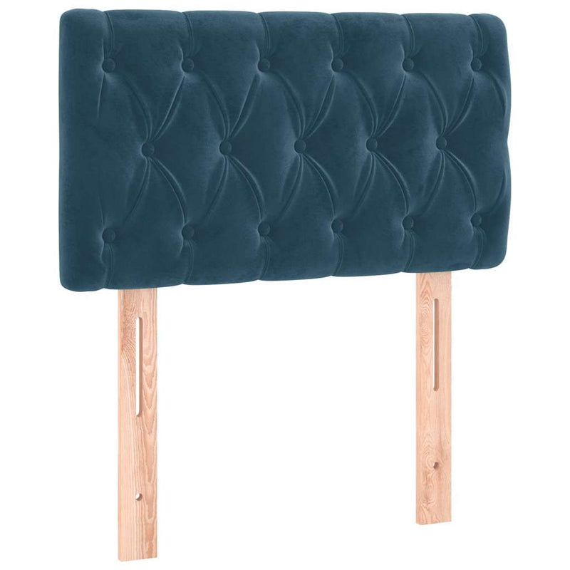 Pat box spring cu saltea, albastru închis, 80x200 cm, catifea