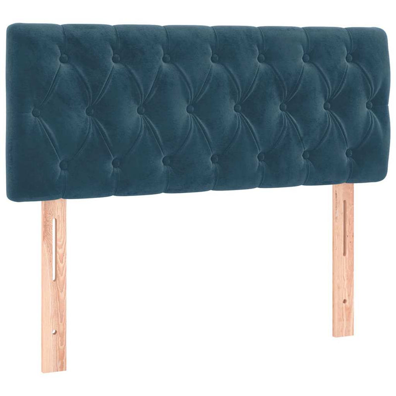 Pat box spring cu saltea, albastru închis, 90x190 cm, catifea
