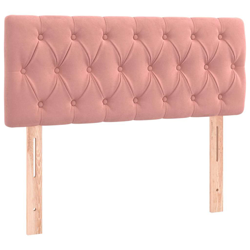 Pat box spring cu saltea, roz, 100x200 cm, catifea