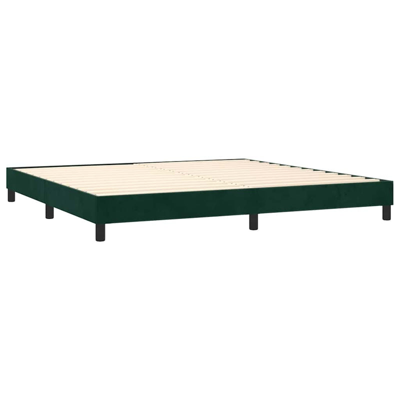 Pat box spring cu saltea, verde închis, 200x200 cm, catifea