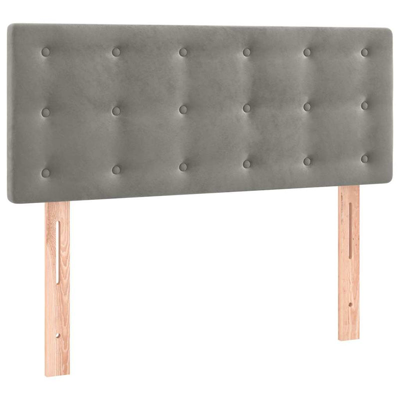 Pat continental cu saltea, gri deschis, 80x200 cm, catifea