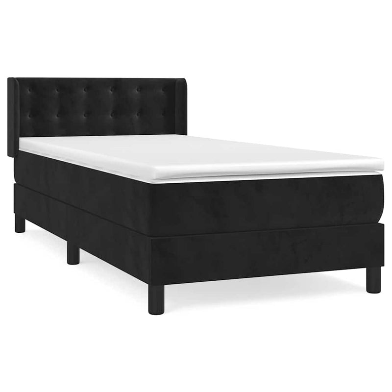 Pat box spring cu saltea, negru, 80x200 cm, catifea