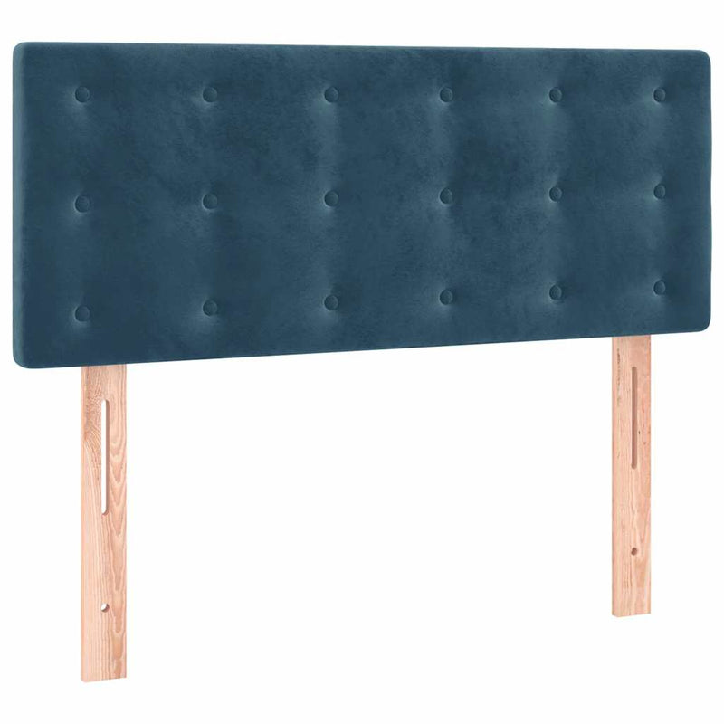 Pat box spring cu saltea, albastru închis, 90x190 cm, catifea