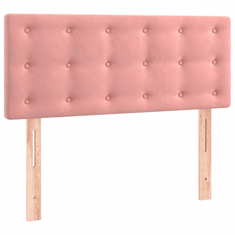 Pat box spring cu saltea, roz, 90x200 cm, catifea