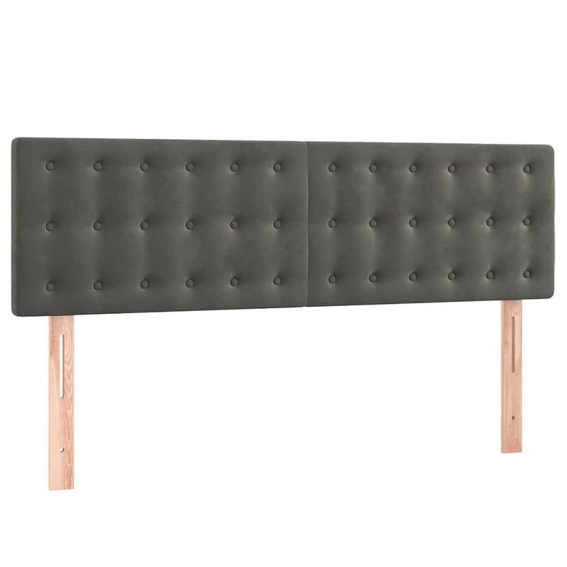Pat box spring cu saltea, gri închis, 140x190 cm, catifea