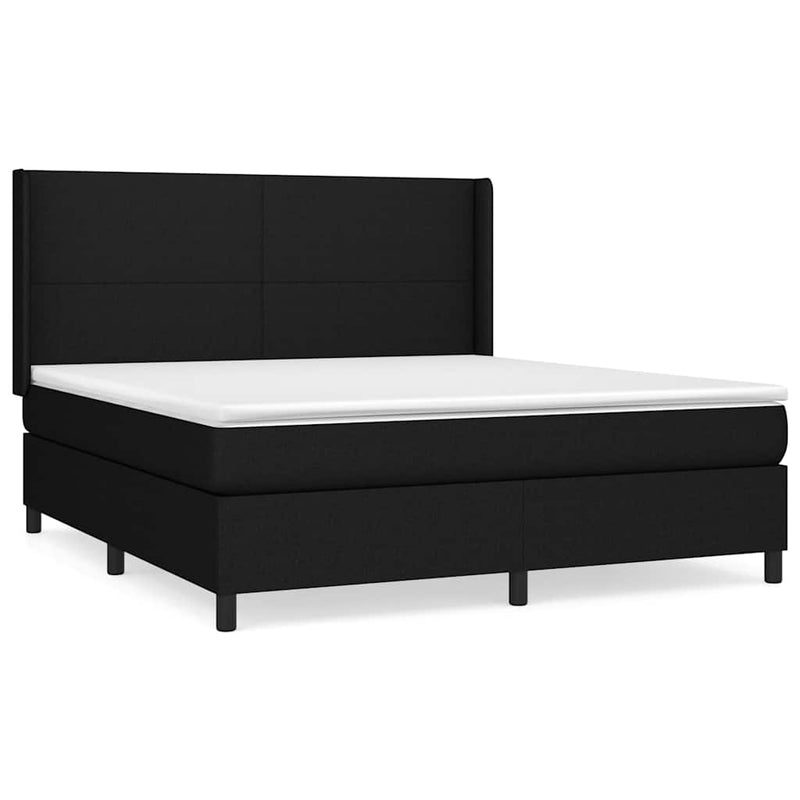 Pat box spring cu saltea, negru, 160x200 cm, textil