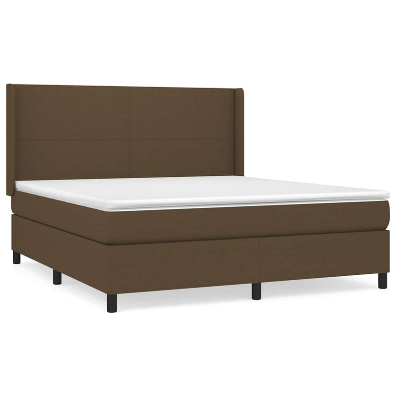 Pat box spring cu saltea, maro închis, 160x200 cm, textil