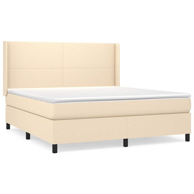 Pat continental cu saltea, crem, 180x200 cm, textil
