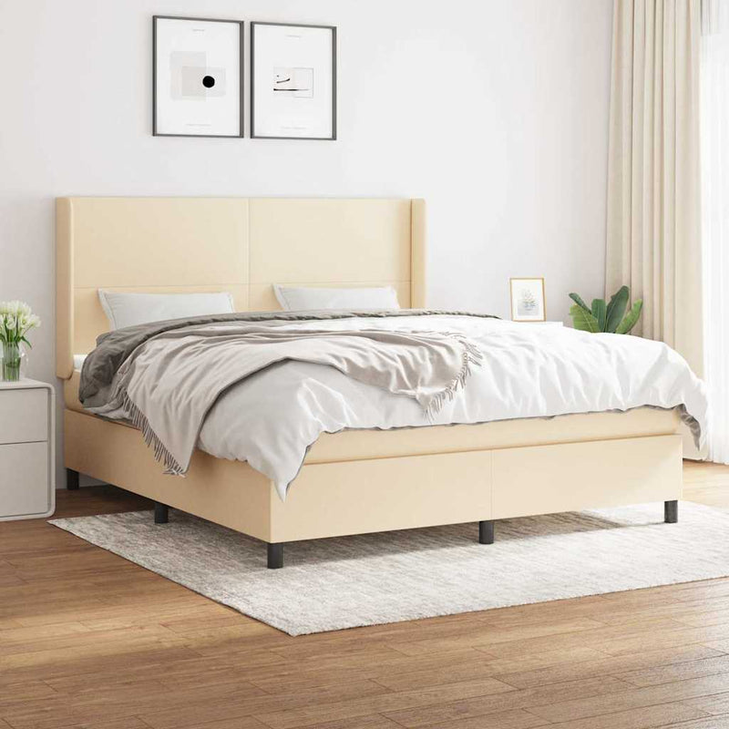 Pat continental cu saltea, crem, 180x200 cm, textil