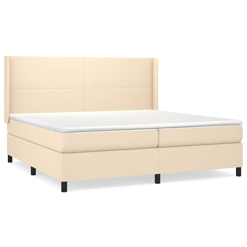 Pat box spring cu saltea, crem, 200x200 cm, textil
