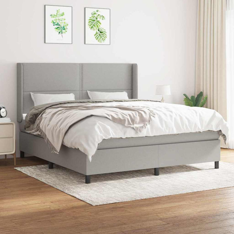 Pat continental, gri deschis, 180x200 cm, material textil