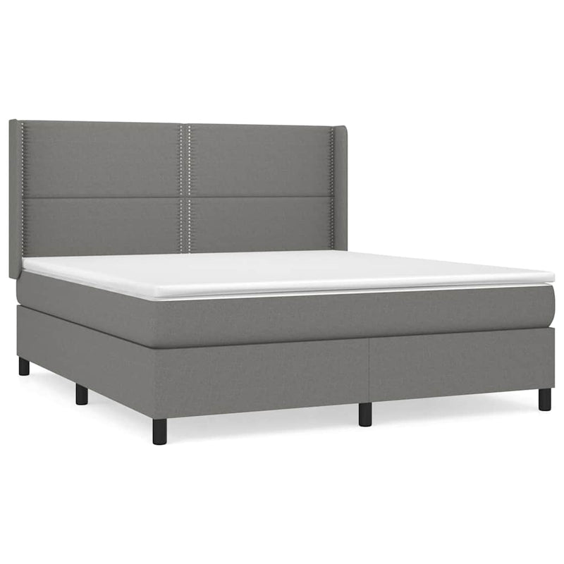 Pat box spring cu saltea, gri închis, 180x200 cm, textil