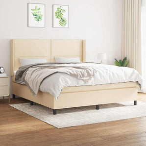 Pat continental cu saltea, crem, 180x200 cm, textil