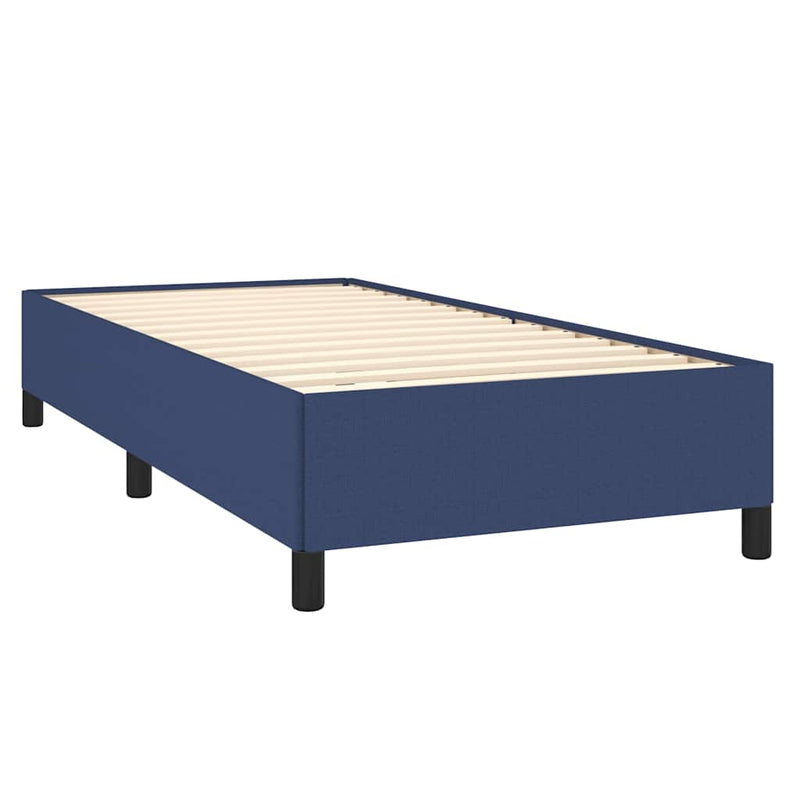 Pat box spring cu saltea, albastru, 90x200 cm, textil