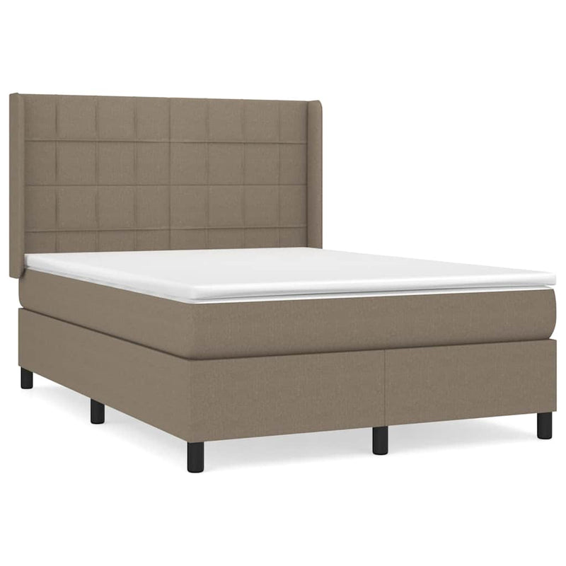 Pat box spring cu saltea, gri taupe, 140x200 cm, textil
