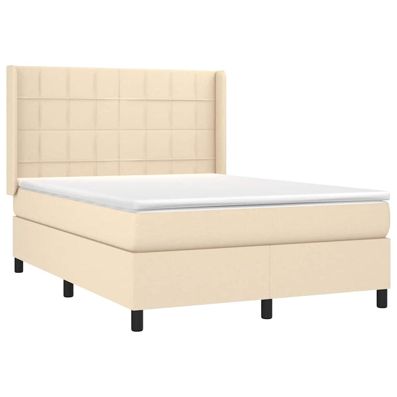 Pat continental cu saltea, crem, 140x200 cm, material textil
